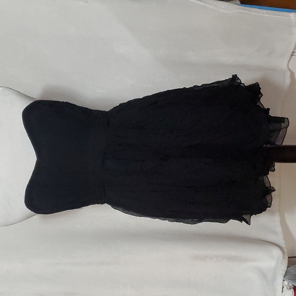NWT ADAM LIPPES Black Silk Strapless Evening Festive Cocktail Dress Size 8 - Picture 1 of 10